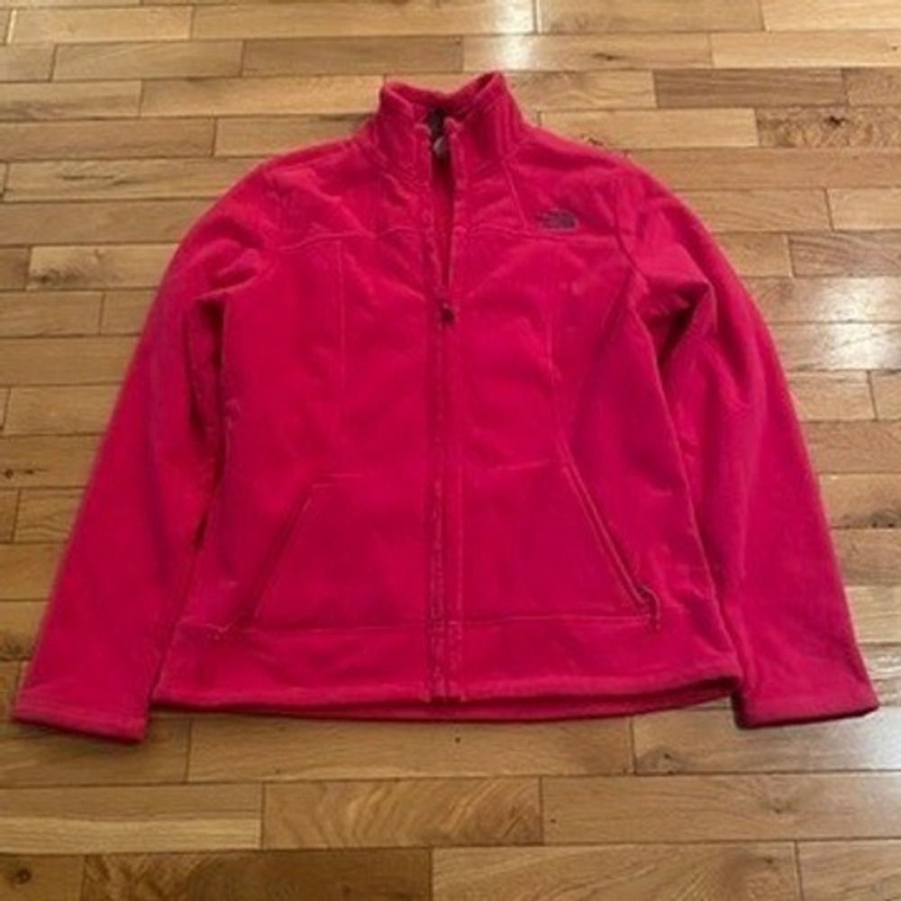 The North Face Osito 2 Pink Full Zip Fleece Jacket Womens Large Mock Neck Logo